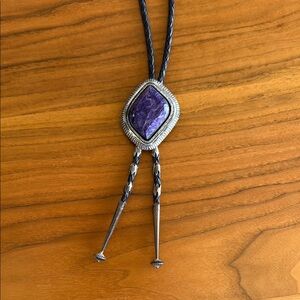 Purple Stone Silver Bolo Tie